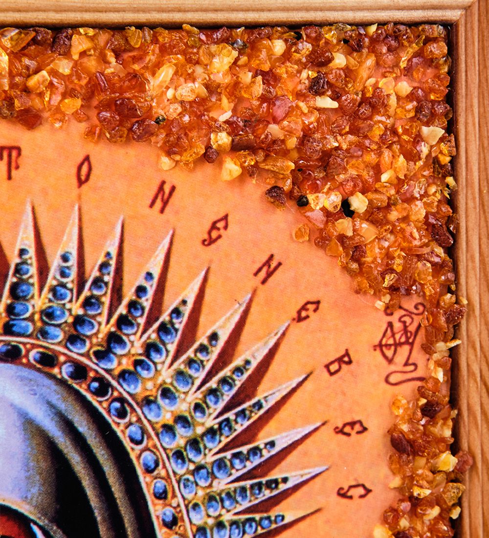 AMB-71/22 Икона Божией Матери «Умиление» (с янтарной крошкой) дер.краш.рамка 21х30