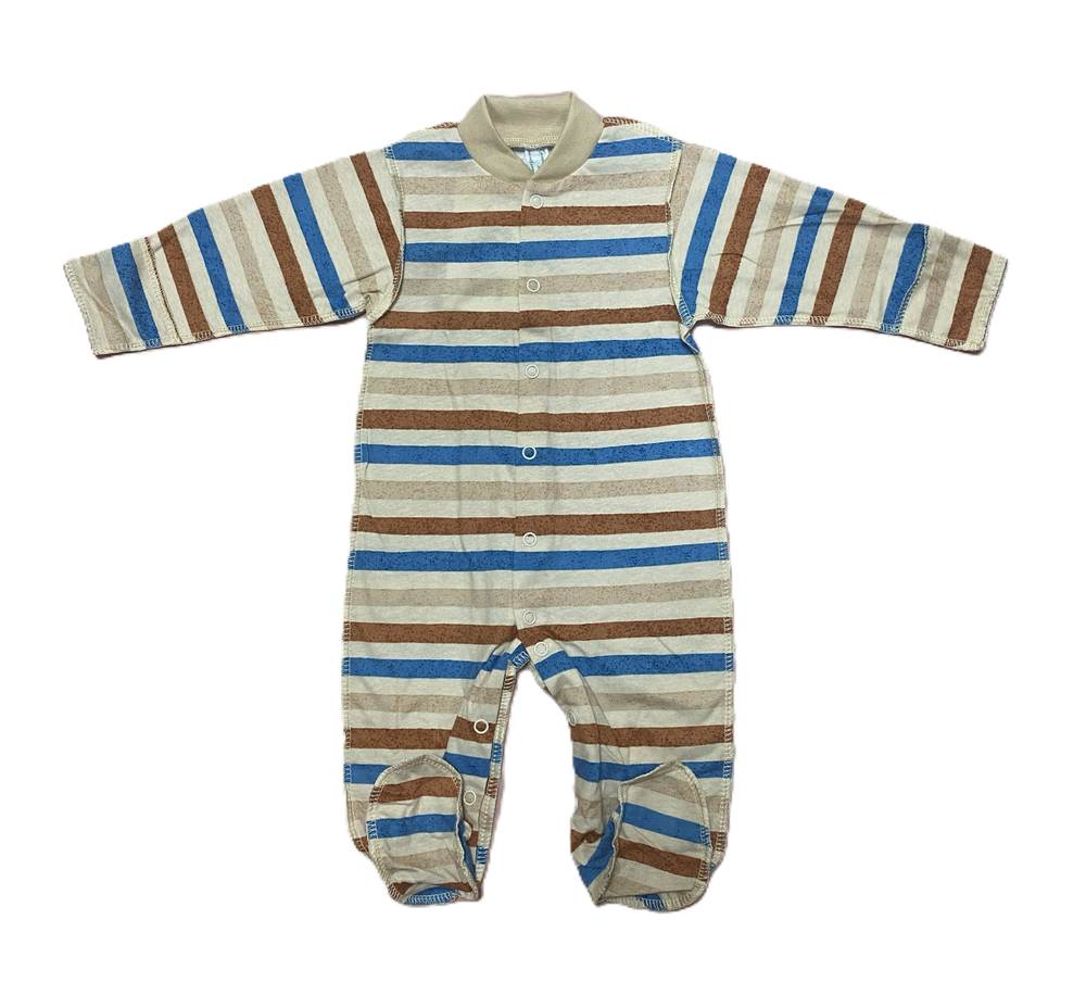 Комбинезон с закрытой ножкой на кнопках из кулирки (100% хлопок) с антицарапками и швами наружу на рост 62 см