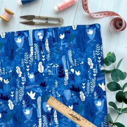 Ткань премиум шелк искусственный Армани синий лес