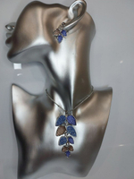 Набор бижутерии "Голубая гроза", колье и серьги, регулируемая длина, синие