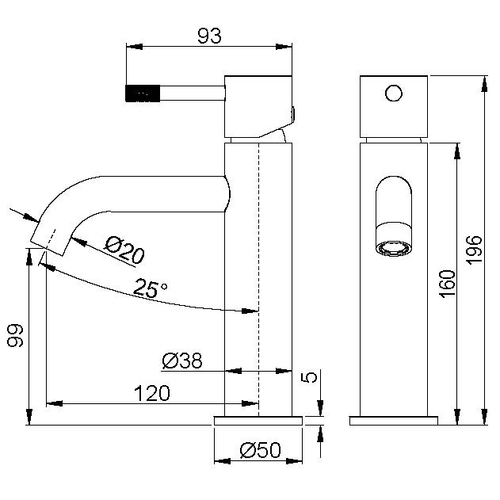 Смеситель для умывальника, Uno. White Gold