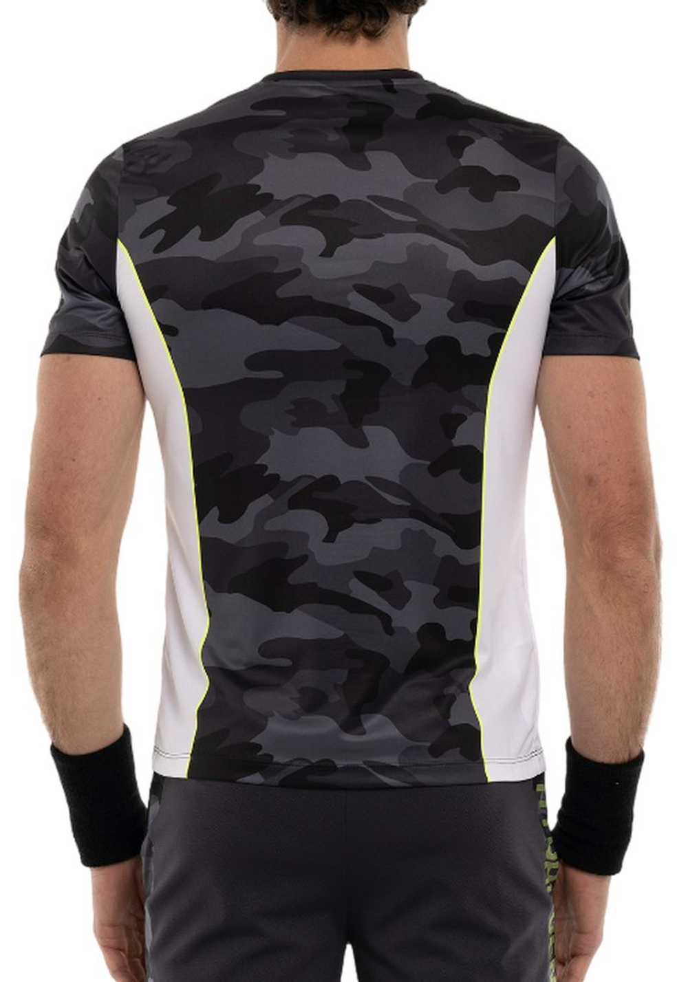 Теннисная футболка Hydrogen Camo Tech T-Shirt - anthracite camouflage/yellow fluo