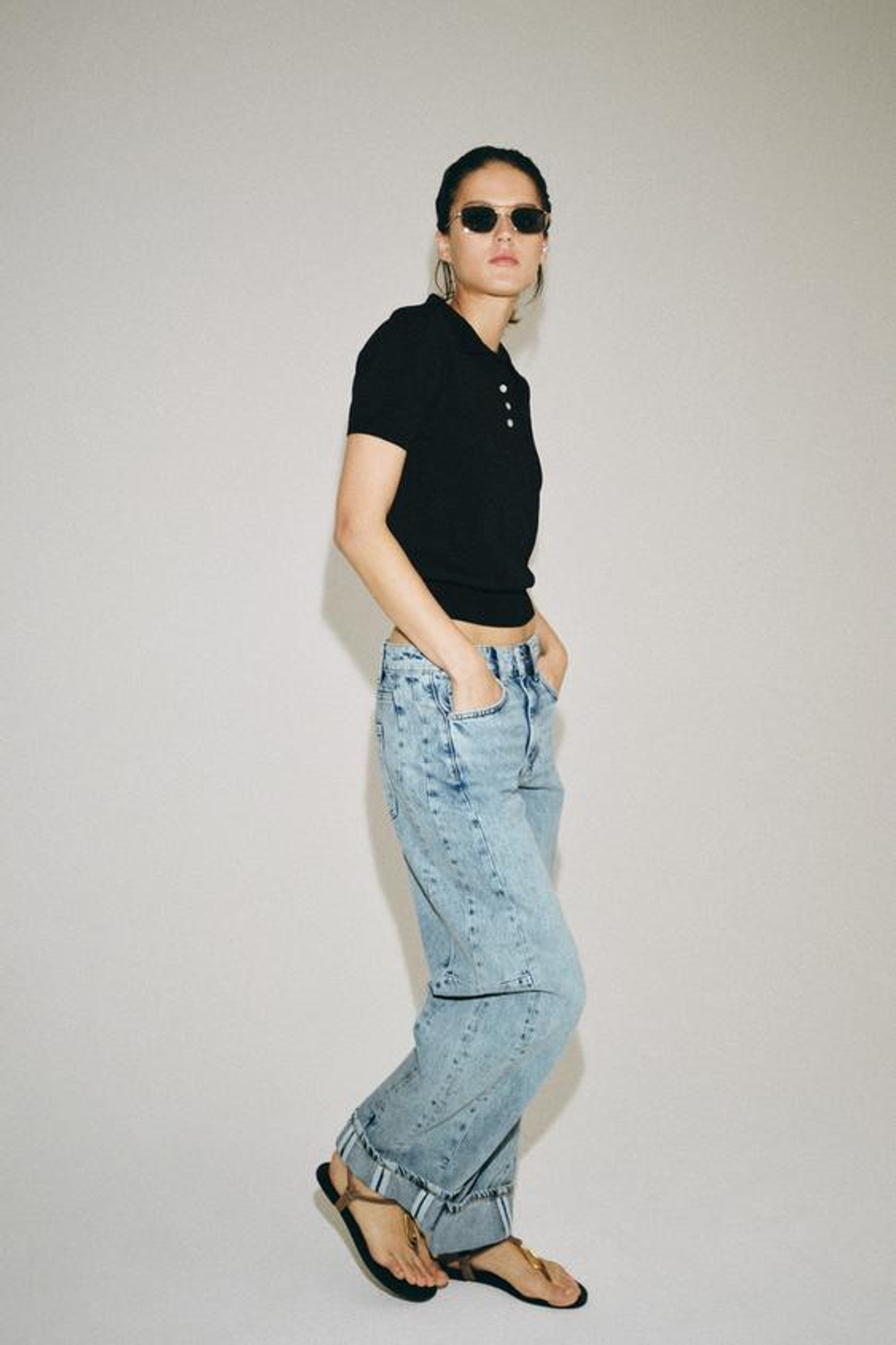 ZARA ДЖИНСЫ RELAXED-FIT С НИЗКОЙ ПОСАДКОЙ — ZW COLLECTION, СИНИЙ