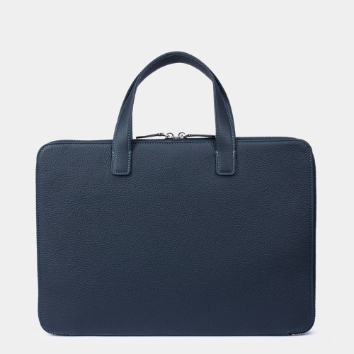 Сумка для MacBook Pro 13 - 14 с карманами из кожи теленка, синего цвета