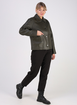 Кожаная куртка демисезонная вязанная