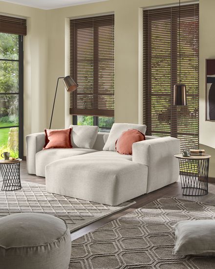 Диван 2-местный Blok с правым шезлонгом бежевый