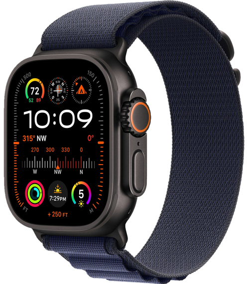 Apple Watch Ultra 2 49mm Alpine Loop Navy / Black Titanium Case