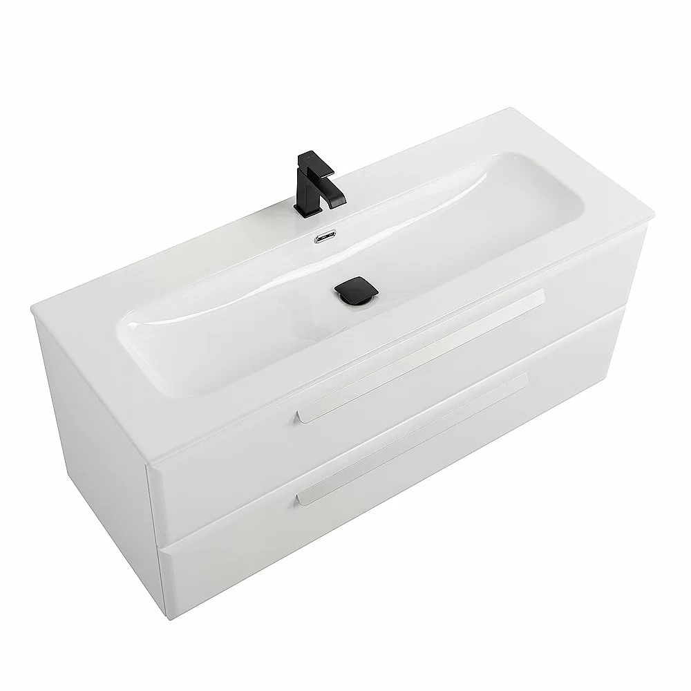 Тумба с раковиной Cezares ECO-CER-N 120 ECO-CER-N-1200-2C-SO-BL белая глянцевая