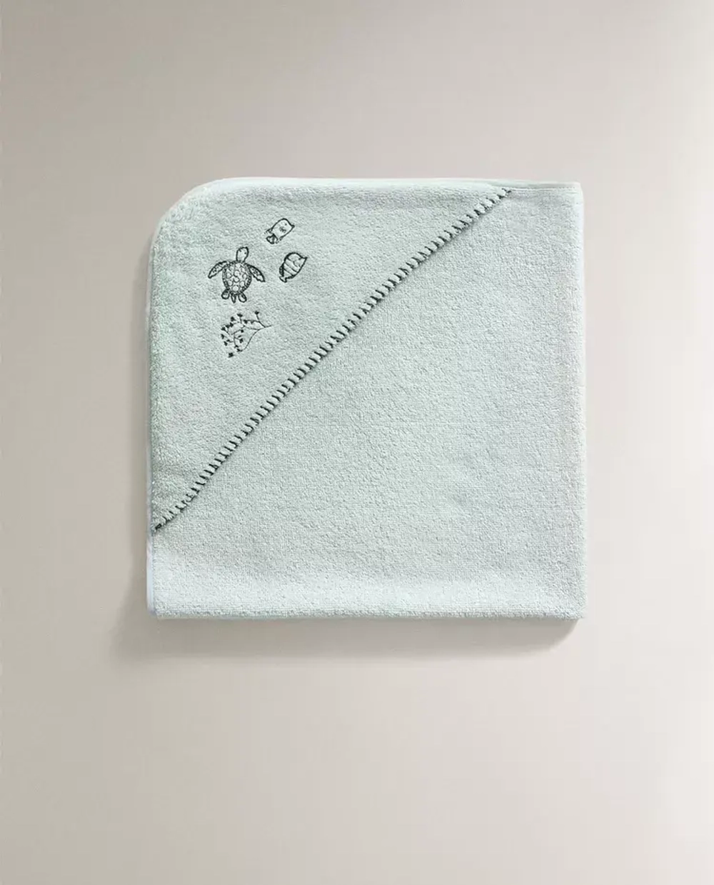 ZARA HOME ДЕТСКОЕ ПОЛОТЕНЦЕ С КАПЮШОНОМ, СИНИЙ