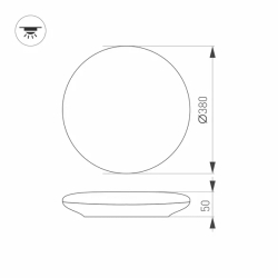 Светильник CL-FRISBEE-MOTION-R380-25W Day4000 (WH, 180 deg, 230V) (Arlight, IP54 Пластик, 3 года) 030108