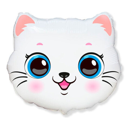 Кошечка голова, фольгированный шар  22"/55 см