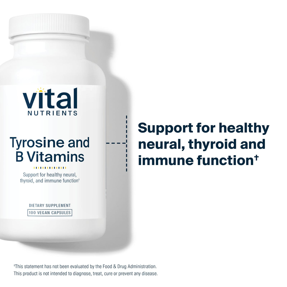 Vital Nutrients, тирозин и витамины группы B, 100 растительных капсул