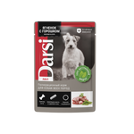 Влажный корм паучи для активных собак Darsiвсех пород, ягненок с горошком, кусочки в соусе 85 г*32шт