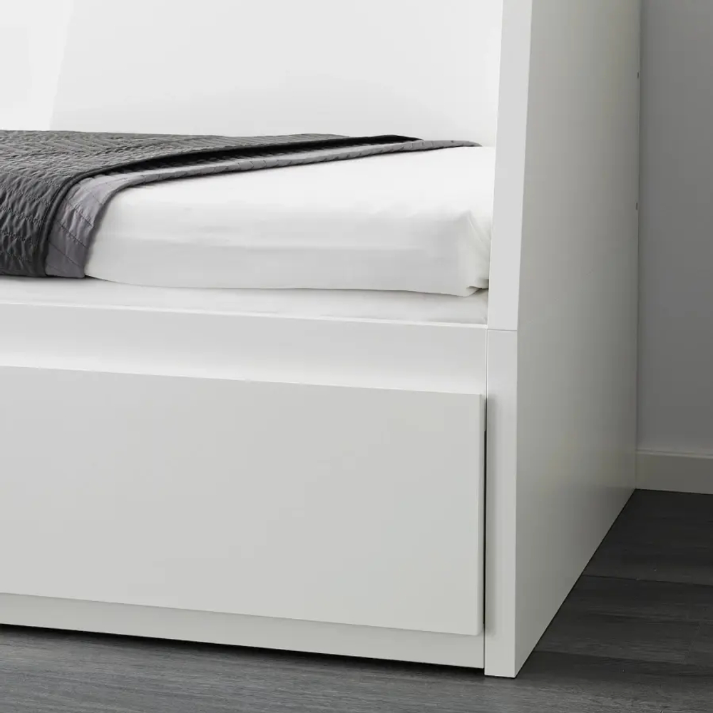 Кушетка с 2 ящиками, 2 матраса - IKEA FLEKKE/ÅGOTNES/AGOTNES, 200х80 см, белый, ФЛЕККЕ/ОГОТНЕС ИКЕА