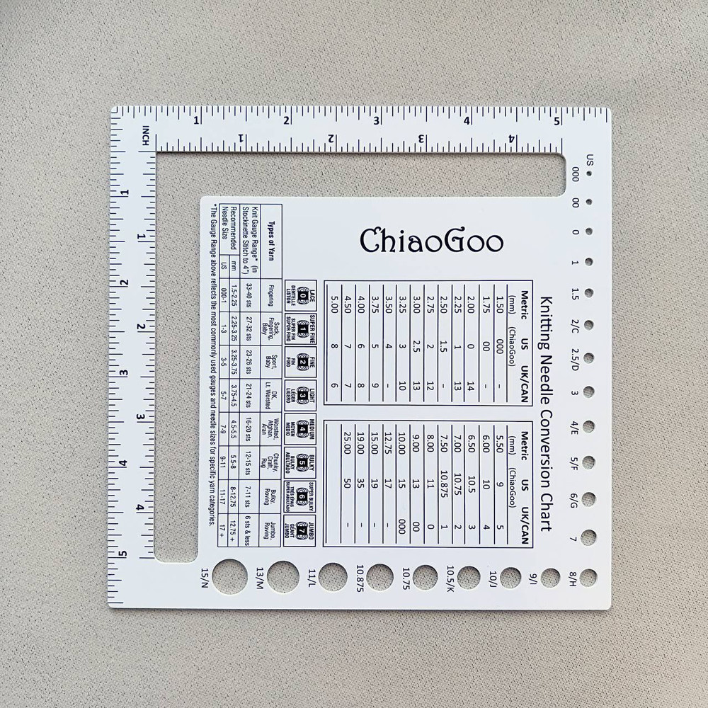 Линейка для определения размера спиц ChiaoGoo 1.5 мм -10мм