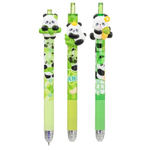 Ручка гелевая, пиши-стирай, автоматическая, Basir, синие чернила, серия "ПАНДА", с игрушкой на корпусе