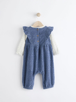 Комбинезон и боди в комплекте для девочки Next Q94-796, Синий, Молочный