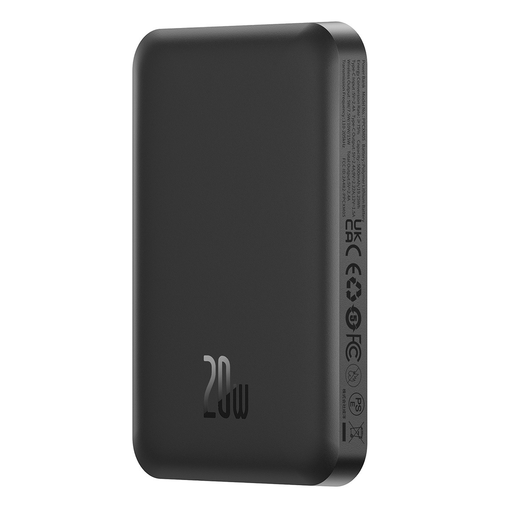 Внешний аккумулятор + Беспроводная зарядка Baseus Magnetic Mini C+Qi 5000mAh 20W (MagSafe) - Cluster Black