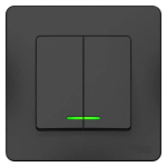 BLANCA С/У 2-клавишный ВЫКЛЮЧАТЕЛЬ (сх.5) с подсветкой, 10А, 250В, АНТРАЦИТ