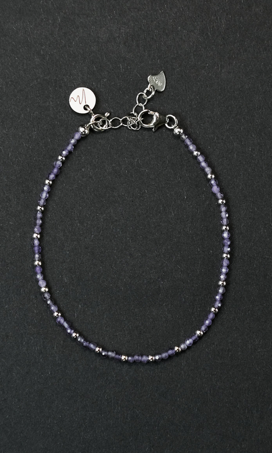 Браслет "Memo about Mind" из аметиста с серебряными бусинами на замочке
