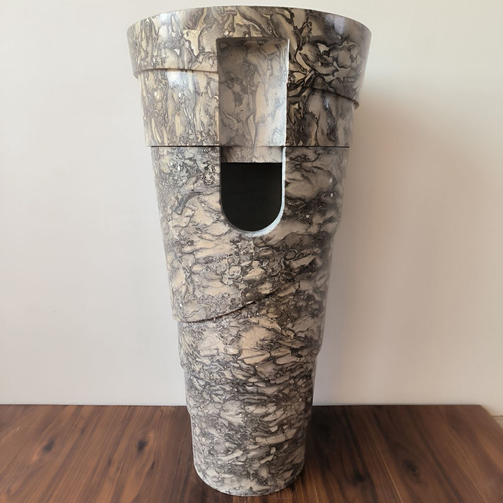 Раковина напольная из мрамора Pedestal Doreng Spiral MN-03221 (45*45*90 см)