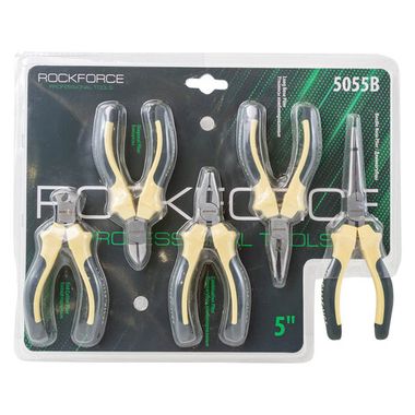 Набор шарнирно-губцевого инструмента мини 5пр. 5''-125мм(бокорезы, плоскогубцы, утконосы, утконосы комбинированные, кусачки торцевые),в блистере RockForce##Rock FORCE RF-5055B