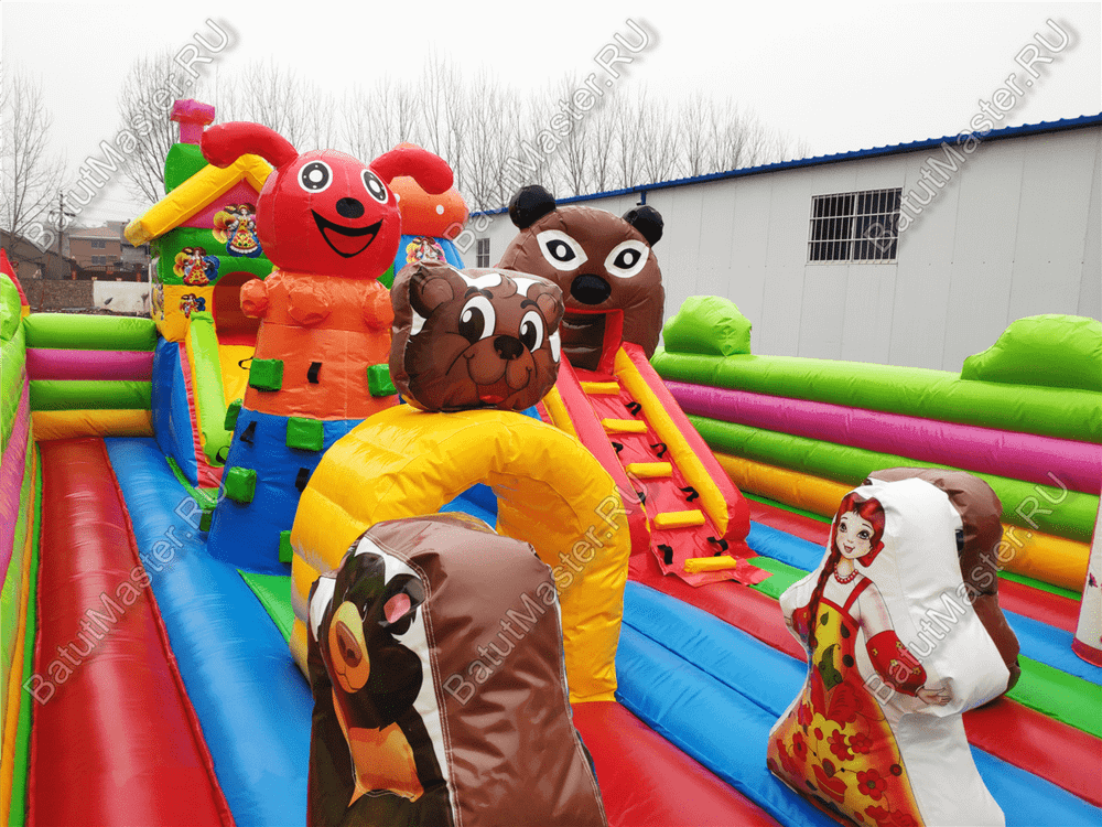 Коммерческий надувной батут "Маша и Миша" 10*6*3 м