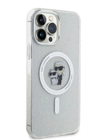 Силиконовый чехол с блёстками MagSafe Карл и Кот на 15 ProMax