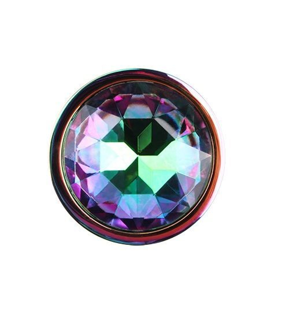 Радужная металлическая пробка Jewelled Metel Butt Plug - 7,1 см. (Цвет: разноцветный)