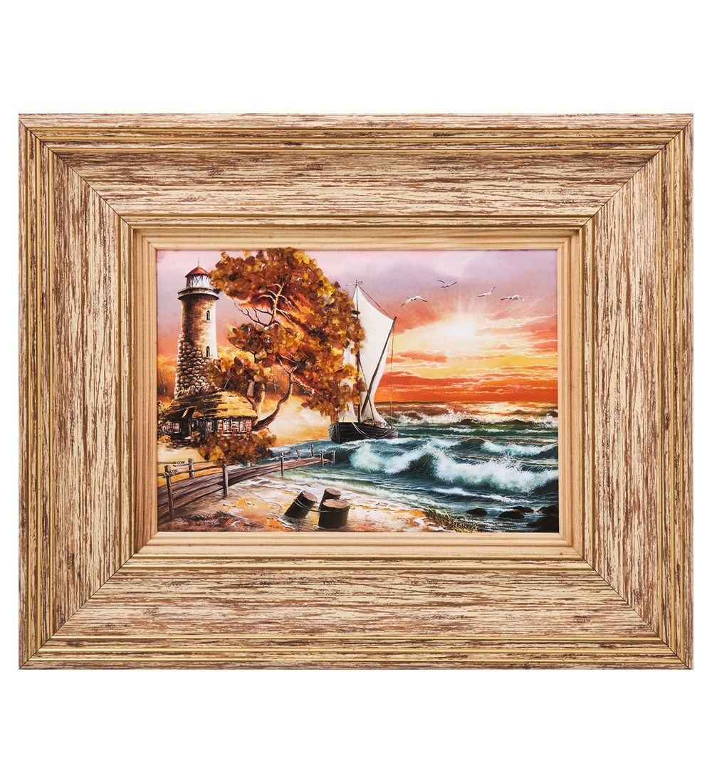 AMB-03/64 Картина «Красота природы» (с янтарной крошкой) H-32см