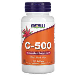 NOW Foods C-500 с Шиповником 100 таблеток, Витамин С