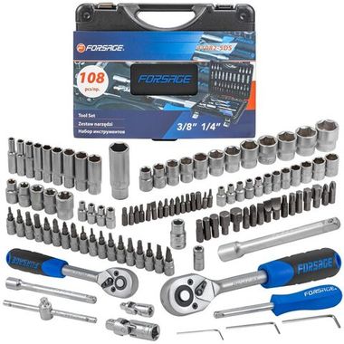 Набор инструментов 108 пр. 1/4''3/8''(6гр.)(4-22мм) Forsage F-41082-5DS-м