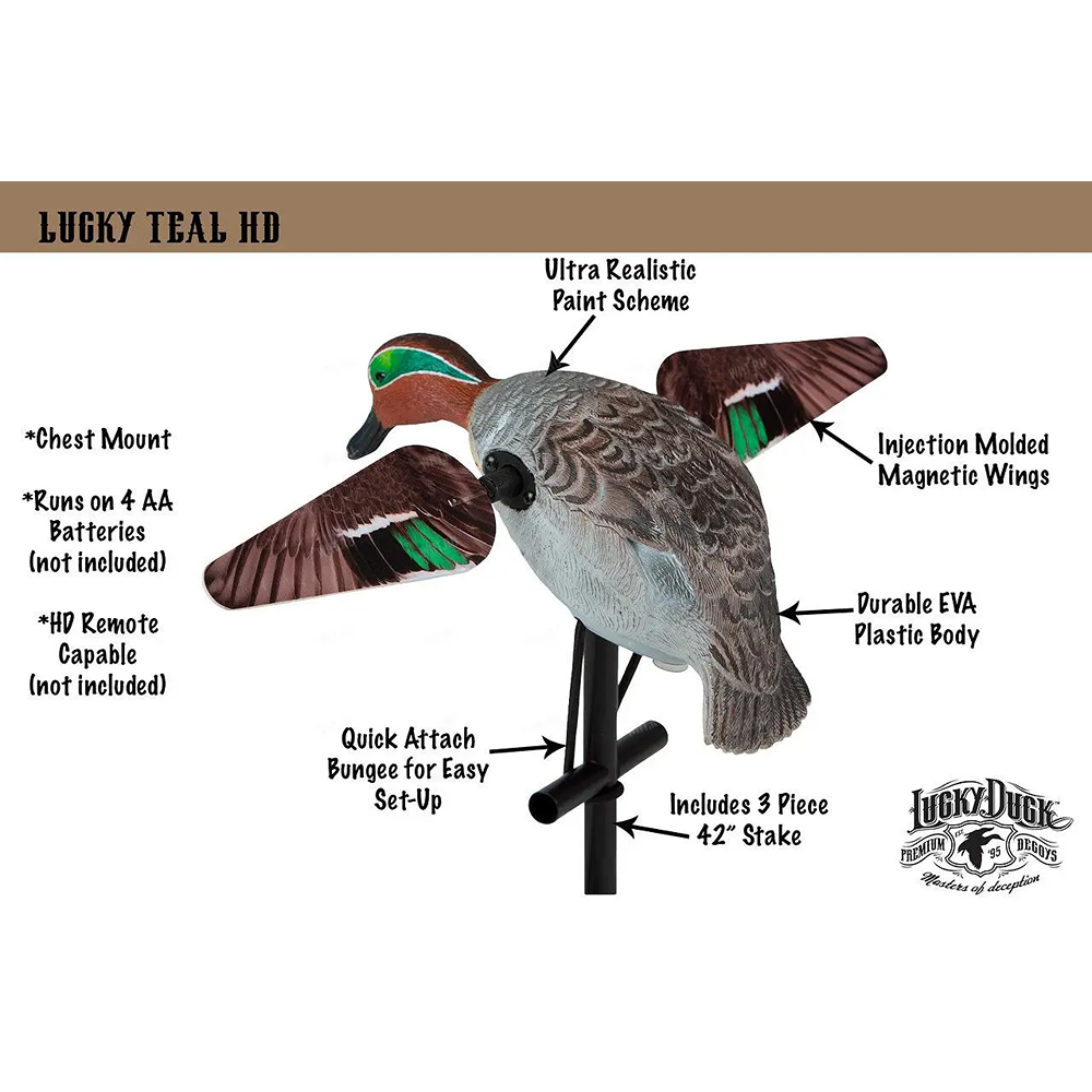 Чучело чирка Lucky Duck с вращающимися крыльями - Lucky Teal HD
