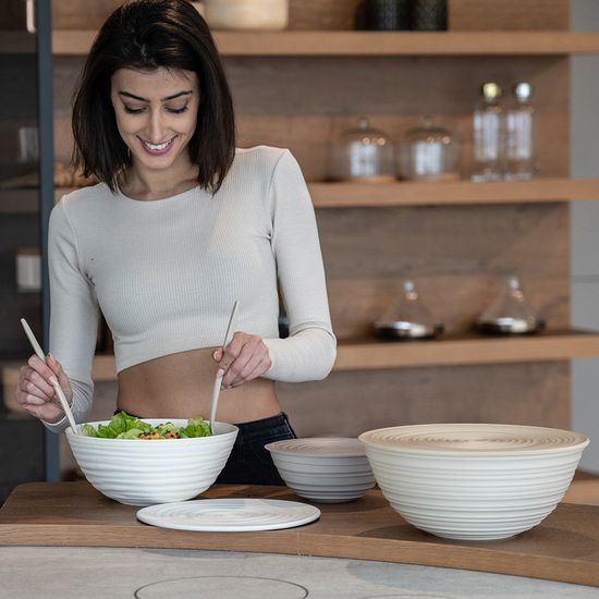 Миска с крышкой tierra, D18 см, молочная