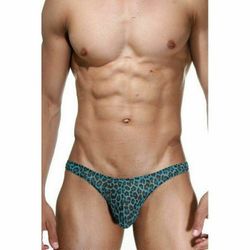 Мужские трусы тонги синие с леопардовым принтом La Blinque LB15335