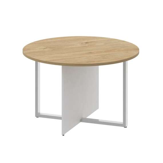 Shift Стол переговорный, круглый SK.SP-KR-120 Тиквуд Светлый/Белый Бриллиант 1200*1200*753