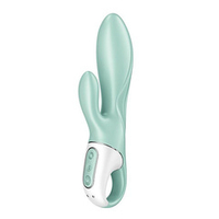 Зеленый вибратор-кролик 20,4см с функцией расширения Satisfyer Air Pump Bunny 5+