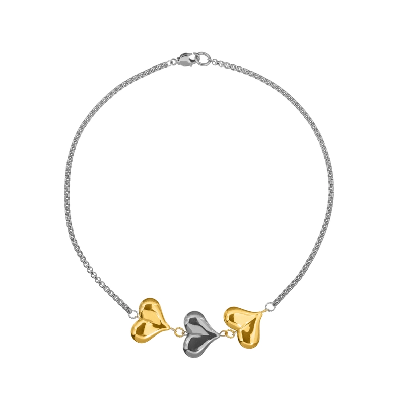 Цепь Три Серебрянных Сердца