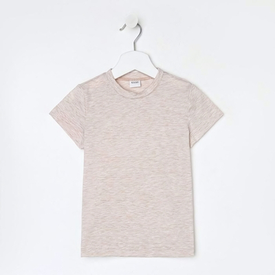 Футболка д/девочки "Basic line", цвет бежевый меланж, р.146.7444517, 1 шт.