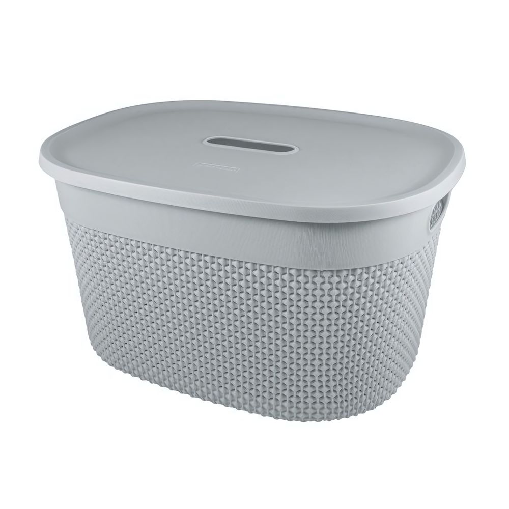 Корзина для хранения OSLO с крышкой 18л серый шторм