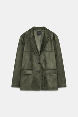 ZARA БЛЕЙЗЕР ПОД ЗАМШУ, ЦВЕТ МХА