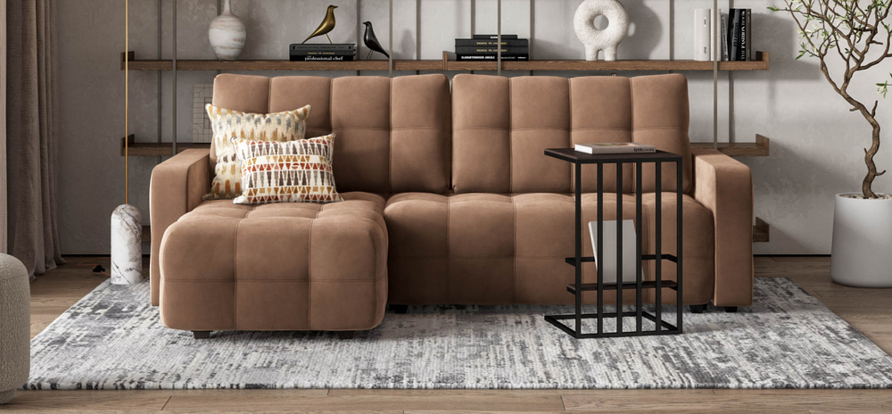 Угловой диван Денди Велюр Монолит мокко