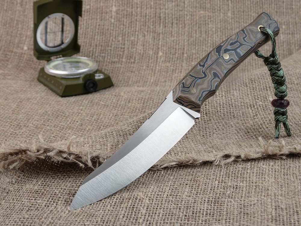 Нож для бушкрафта "Велес", сталь VG-10/Elmax, рукоять микарта (камуфляж)