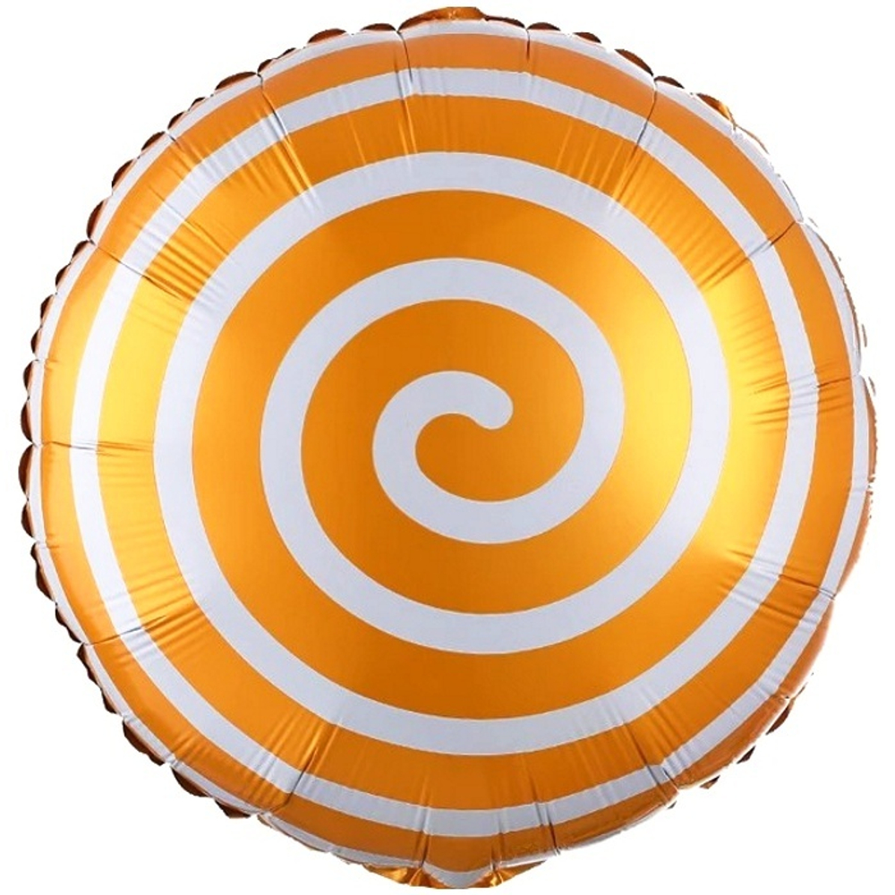 Шар Falali круг 18" с рисунком Леденец спираль Оранжевый #13374