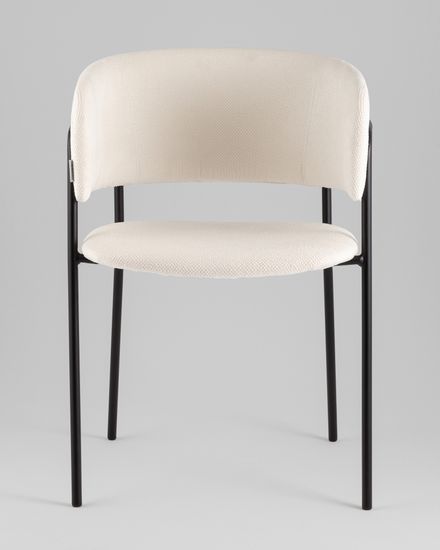 Кресло Нэлли New буклированный велюр белый, черные ножки металл