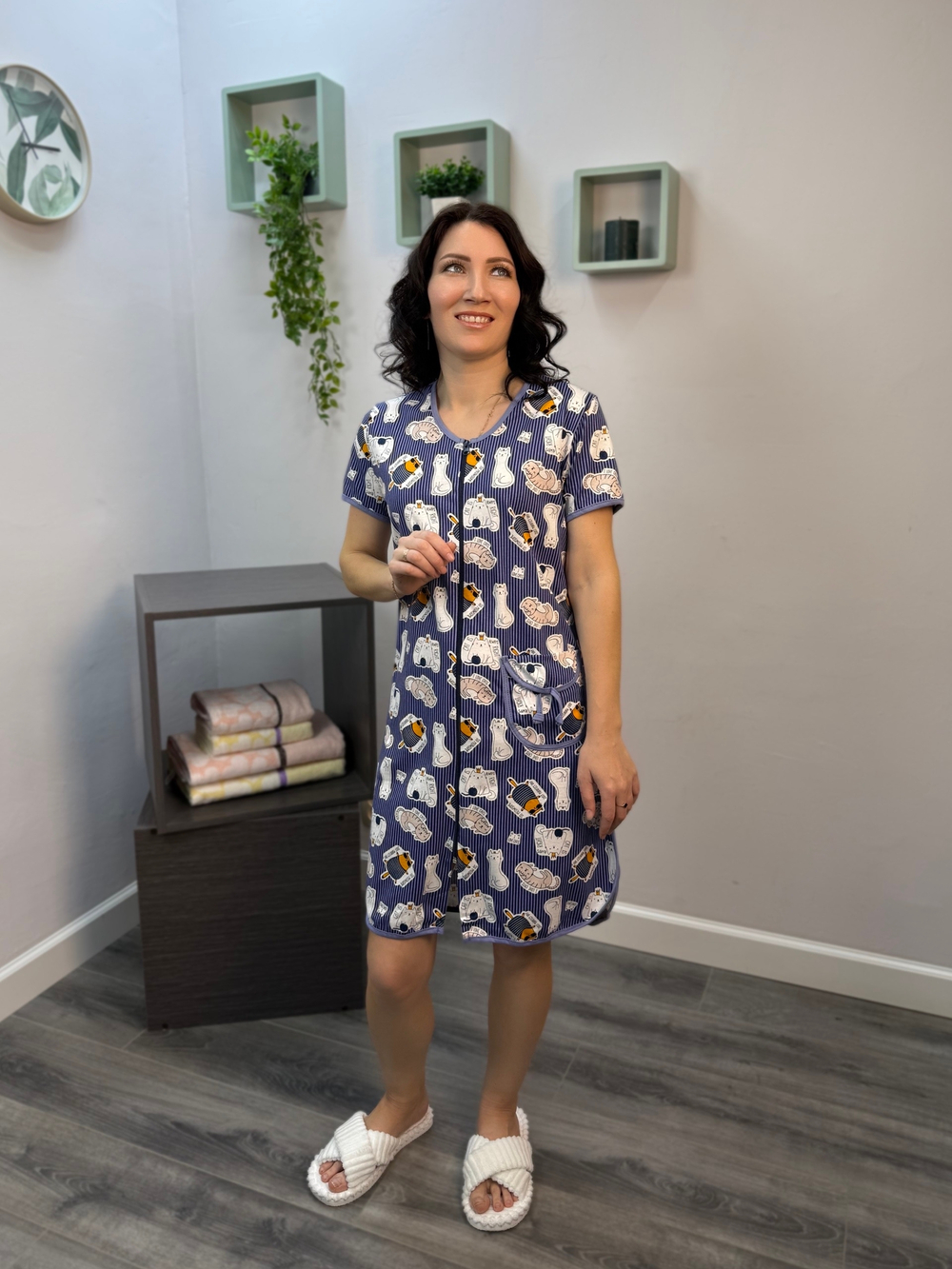 Халат женский "387 К.П" молния (Нонна)