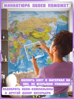 3D Фотообои моющиеся карта мира политическая