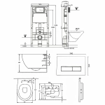 Унитаз подвесной Orange CI07-100W+APB200 безободковый, с крышкой микролифт, с инсталляцией, белый/кнопка хром