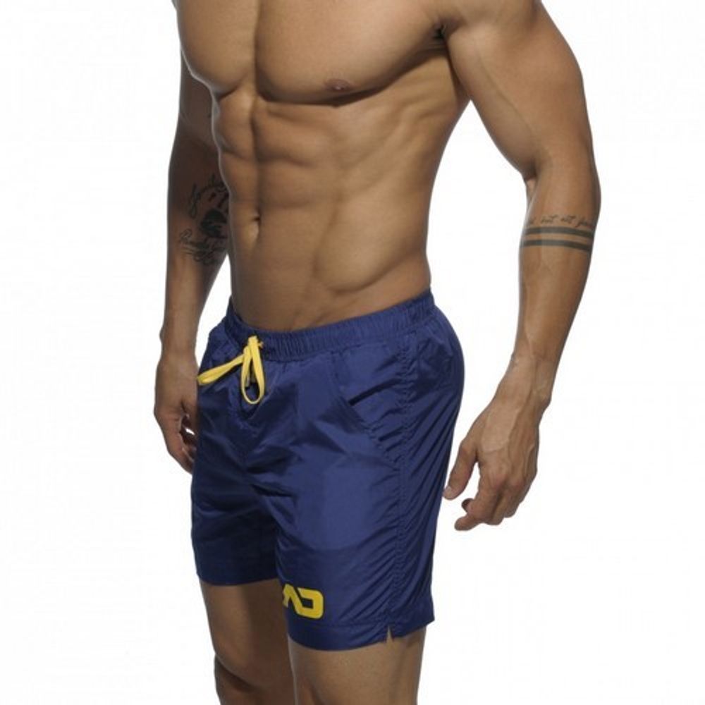 Мужские шорты удлиненные синие с желтыми шнуркамиAddicted Sport Shorts Navy