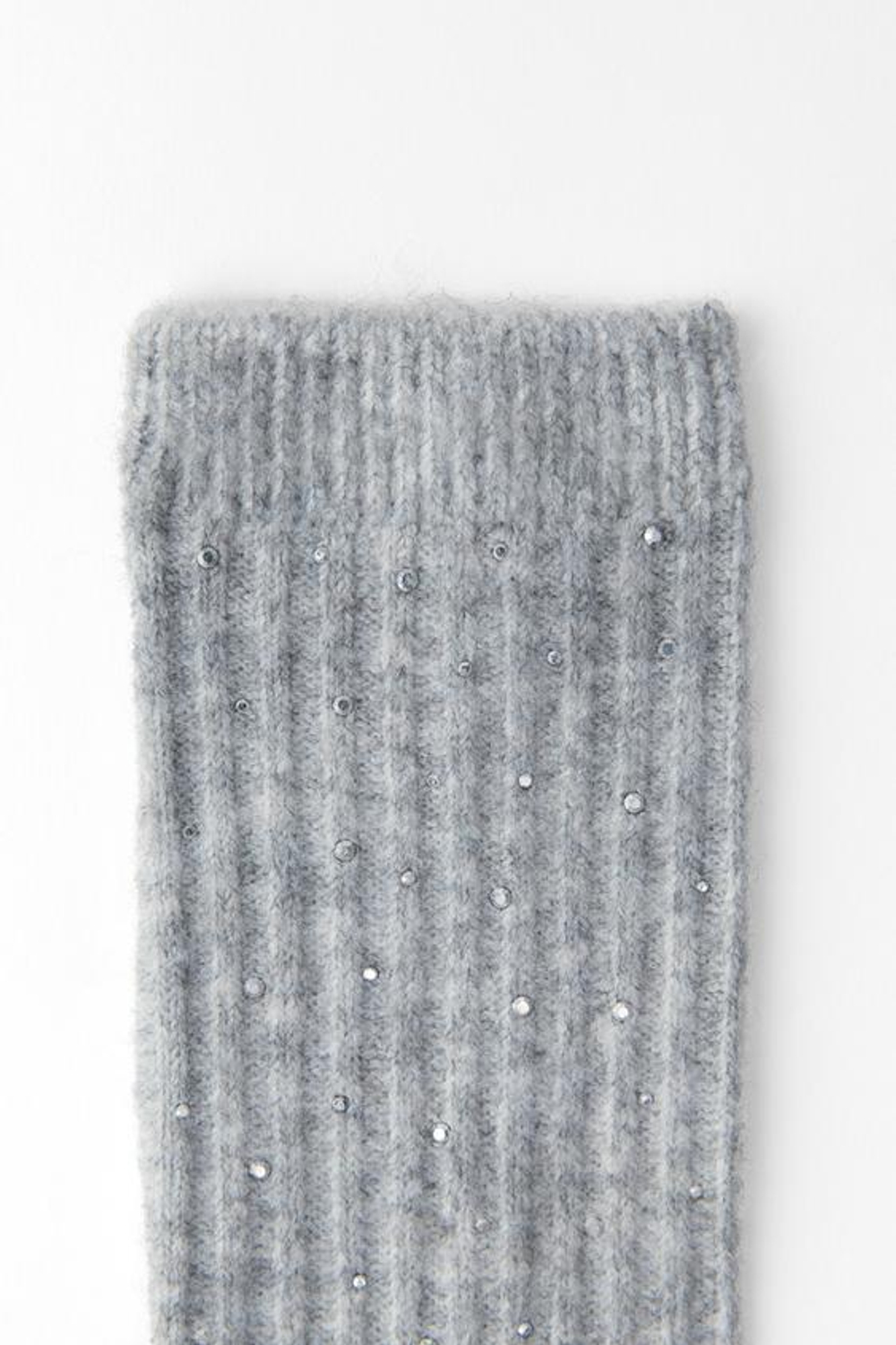 ZARA НОСКИ СО СТРАЗАМИ, СЕРЫЙ С МЕЛАНЖЕВЫМ ЭФФЕКТОМ